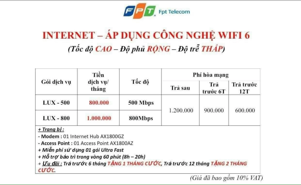 Gói lux 500mb - 800mbs